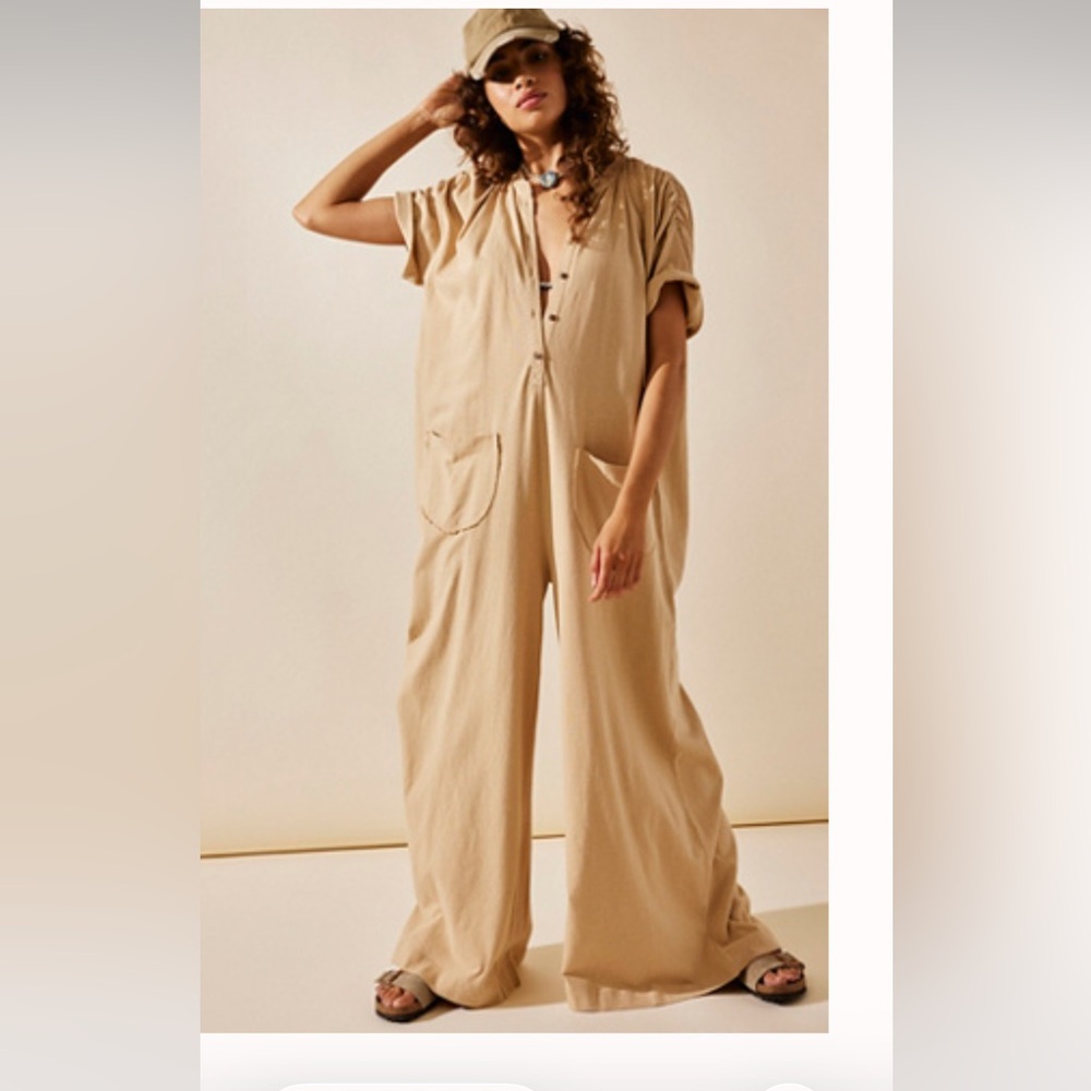 Free People My Go To Jumpsuit Warm Camel